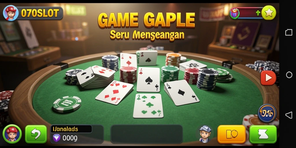 Tampilan gameplay menarik dari 070SLOT dalam permainan Gaple.
