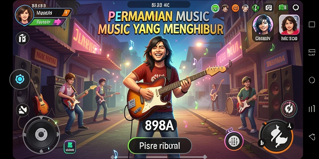 Tampilan gameplay musikal yang menarik dan penuh warna.