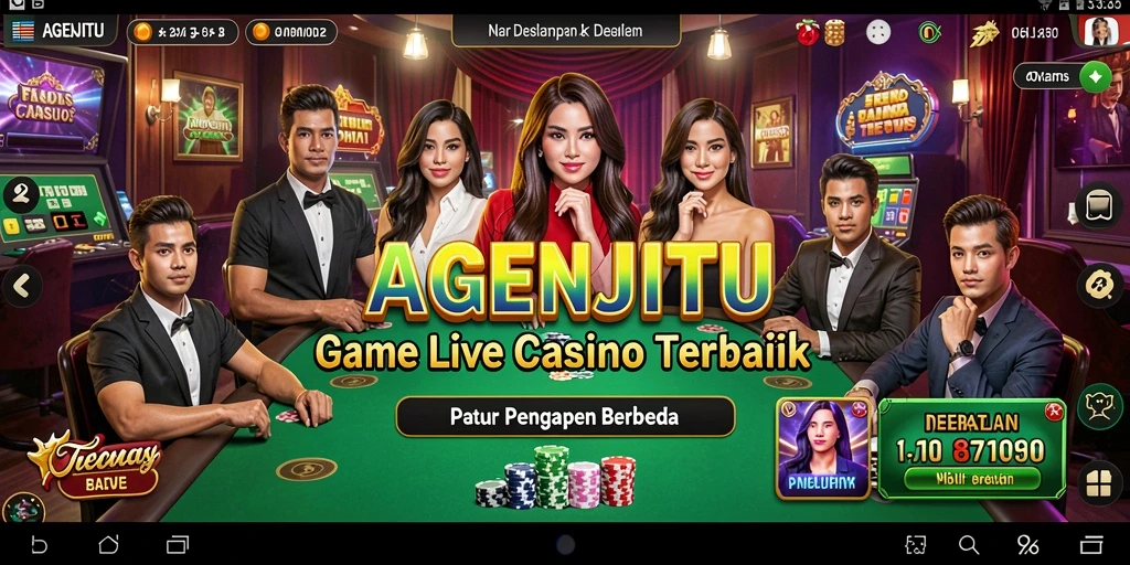 Screenshot permainan AGENJITU yang menunjukkan dealer langsung dalam aksi.