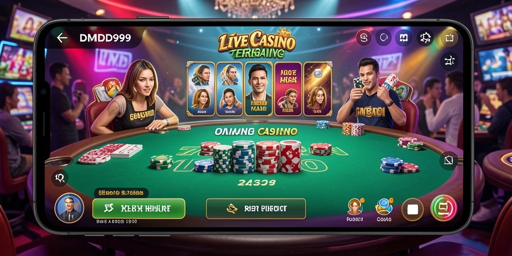 Tampilan menarik dari gameplay Live Casino DMD999 yang mendebarkan.
