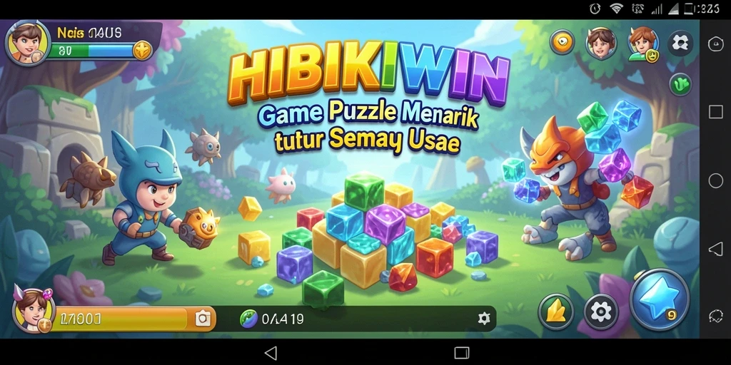 Tampilan gameplay HIBIKIWIN yang menantang dan berwarna.
