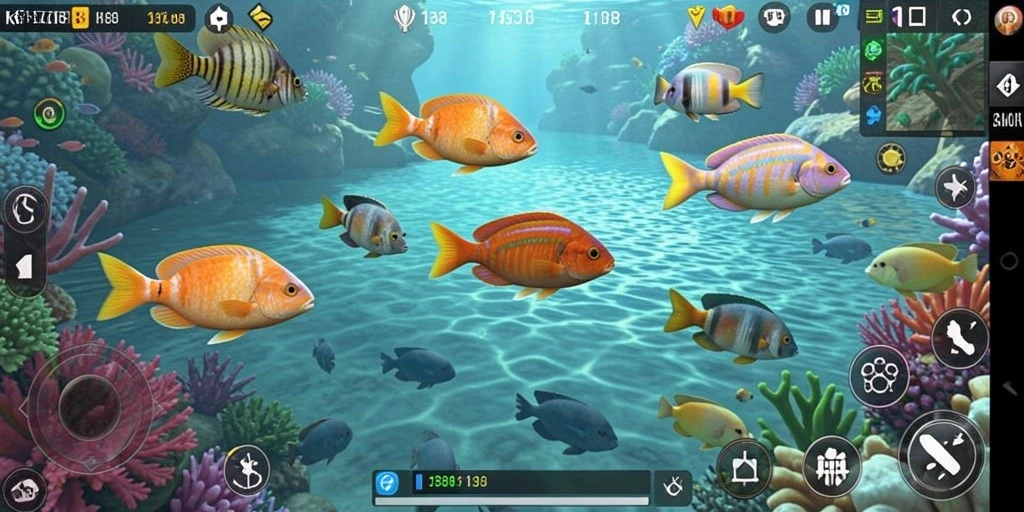 Tangkapan layar gameplay KENZO188 menampilkan aksi menembak ikan yang seru.