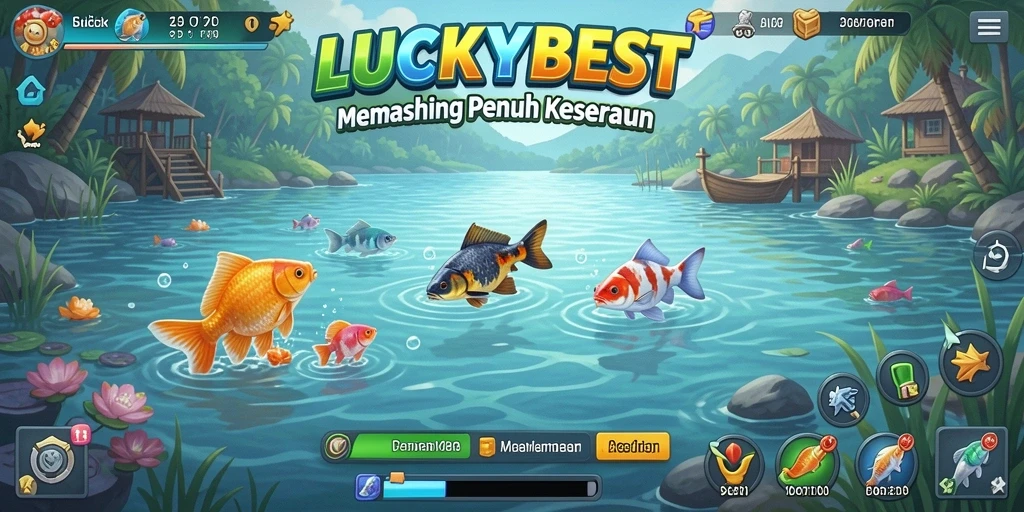 Gameplay LUCKYBEST yang menarik dalam suasana memancing yang realistis.