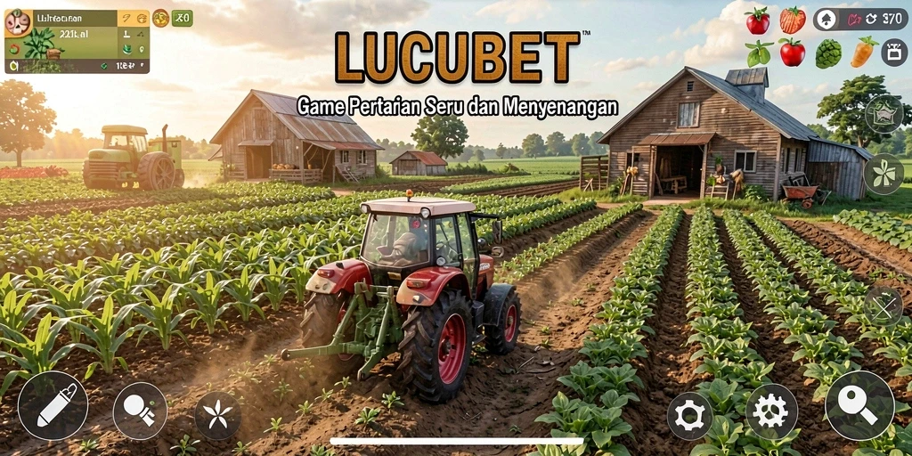 Screenshot gameplay <strong>LUCUBET</strong> yang menunjukkan aktivitas bertani yang seru.