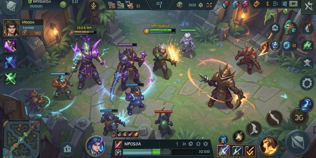 Screenshot gameplay MPOSURGA yang menampilkan aksi seru di arena MOBA.