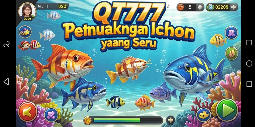 Screenshot gameplay QT777 menampilkan aksi menangkap ikan yang menegangkan.