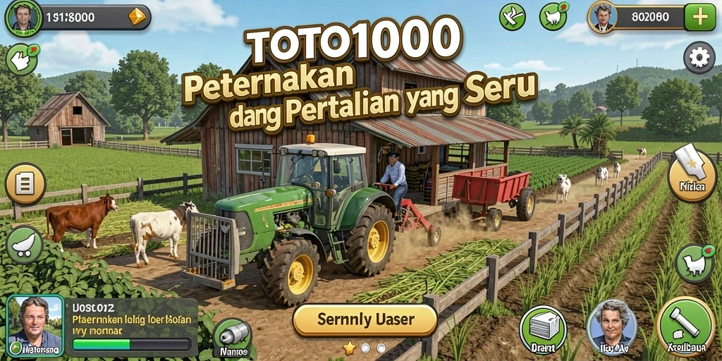 Tangkapan layar gameplay menunjukkan suasana pertanian yang indah di TOTO1000.
