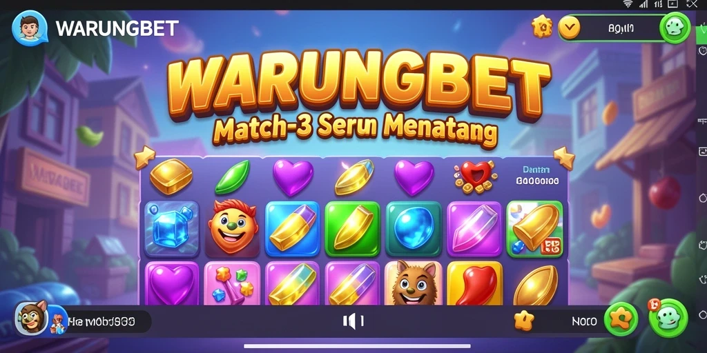 Tangkapan layar gameplay WARUNGBET yang menampilkan aksi match-3 seru.